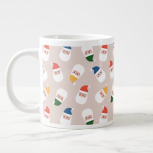 Cute Santa Ansikte jul Mönster Jumbo Mugg