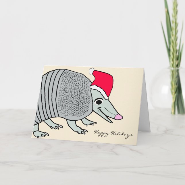 Cute Santa Armadillo Jul Helgkort (Framsida)