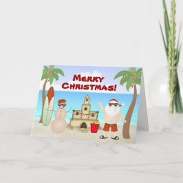 Cute Santa at the Beach Paradise God jul Helgkort