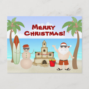 Cute Santa at the Beach Tropical Jul Helg Vykort