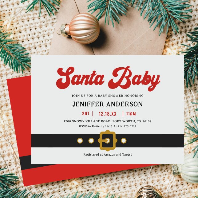 Cute Santa Baby Helgdag Baby Shower Inbjudningar (Skapare uppladdad)