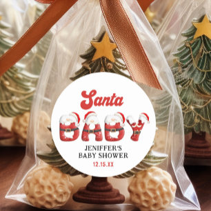 Cute Santa Baby, Helgdag Baby Shower Runt Klistermärke