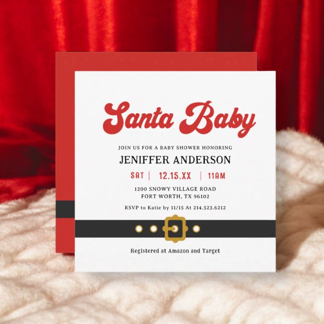 Cute Santa Baby Helgdag Baby Shower Square Inbjudningar (Skapare uppladdad)