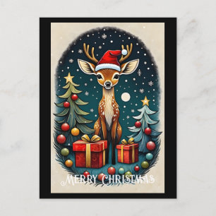 Cute Santa Baby Hjort Julgran Gift Vykort