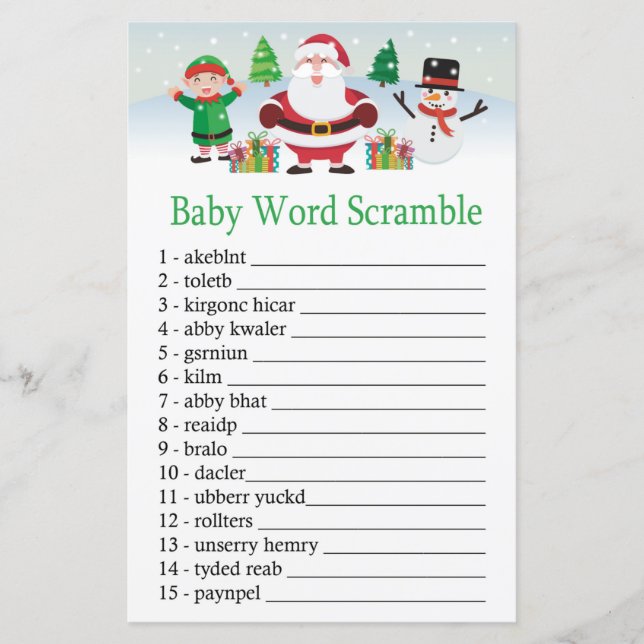 Cute Santa Baby ordsallad spel (Framsida)