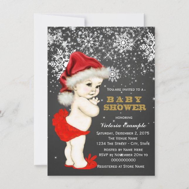 Cute Santa Baby Snowflake Baby Shower Inbjudningar (Framsida)