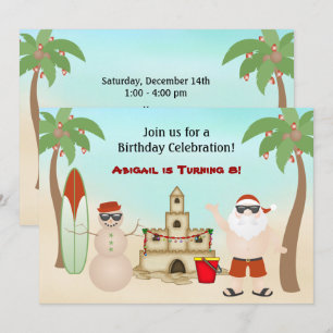 Cute Santa Beach-julafton, Helgdag Inbjudningar