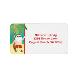 Cute Santa Beach-julen Helgdag Adress Adressetikett