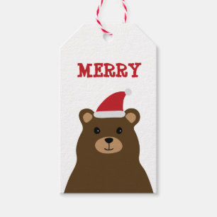 Cute Santa Bear God jul Märkre, Helgdag Presentetikett