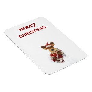 Cute Santa Bear i Snö Magnet