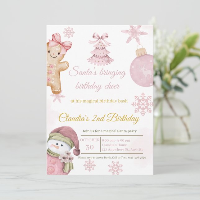 Cute Santa Birthday Card for Kids Julkort (Stående Fram)