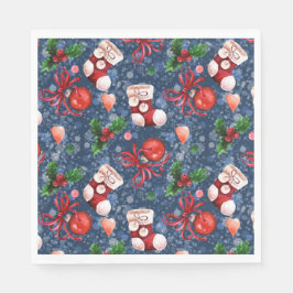 Cute Santa Boots Bollar Red Holly Berries jul Pappersservett