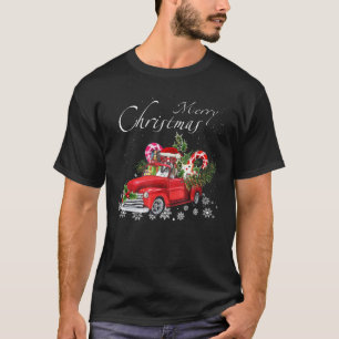 Cute Santa Boxer Hund Riding Red Lastbil Merry Kri T Shirt