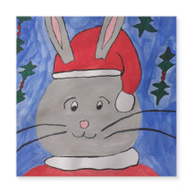 Cute Santa Bunny Magnetic-julkort