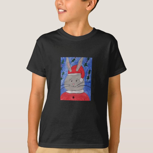 Cute Santa Bunny T Shirt (Framsida)