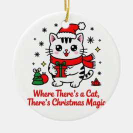 Cute Santa Cat Christmas - Holiday Tree Decor Julgransprydnad Keramik