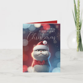 Cute Santa Cat, Hårig jul Kort