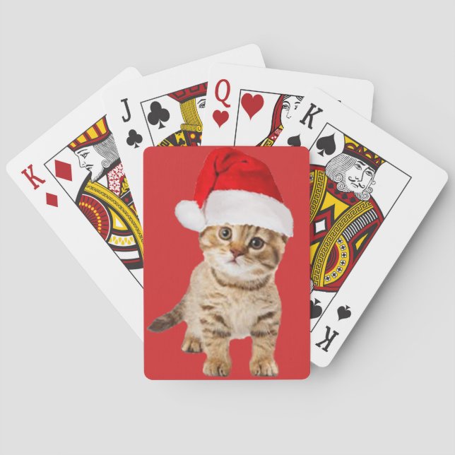 Cute Santa Cat Kitten Casinokort (Baksidan)