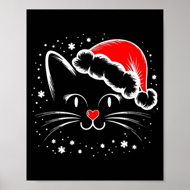 Cute Santa Cat Lover Christmas Men Women Kids  Poster (Framsidan)