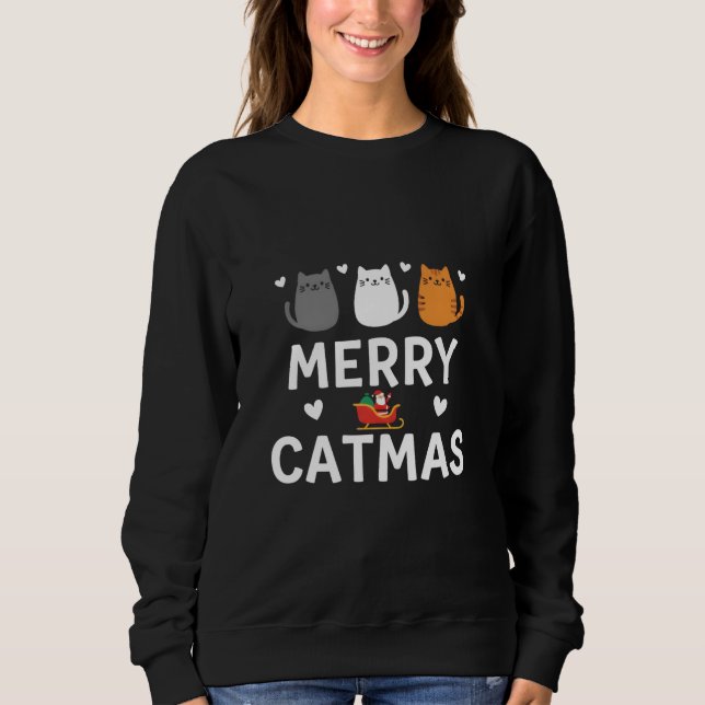 Cute Santa Cats Merry Catmas Festive Kitty Christm T Shirt (Framsida)