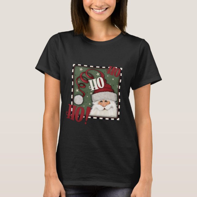 Cute Santa Cheerful Ho Ho God jul Helgdag T Shirt (Framsida)