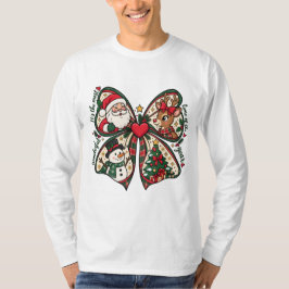 Cute Santa Christmas Bow Christmas Holiday Design T Shirt