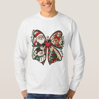 Cute Santa Christmas Bow Christmas Holiday Design T Shirt