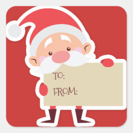 Cute Santa christmas Gift Sticker Fyrkantigt Klistermärke