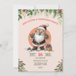 Cute Santa Christmas Party Invitation  Inbjudningar
