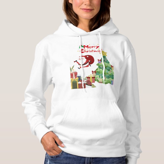 Cute Santa Christmas Tree Gift Hoodie T-shirt (Framsida)