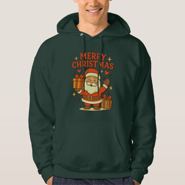  Cute Santa Claus Christmas Art –  Merry Christmas Hoodie (Framsida)