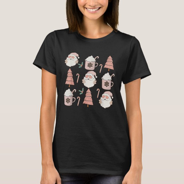 Cute Santa Claus Christmas Candy Cane  Family T Shirt (Framsida)
