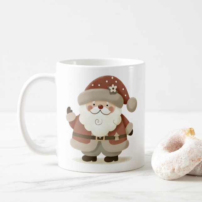 Cute Santa Claus & Drawing Christmas Kaffemugg (Med munk)