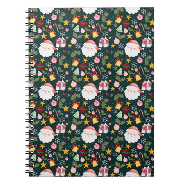 Cute Santa Claus Holiday Seamless Pattern Anteckningsbok (Framsidan)