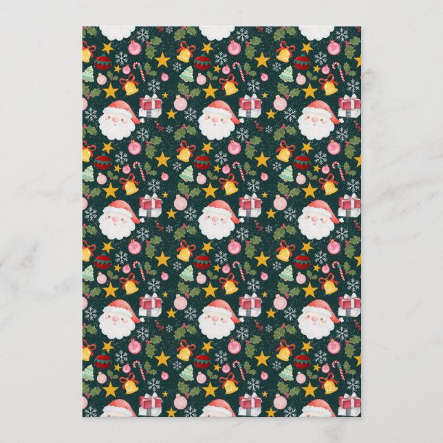 Cute Santa Claus Holiday Seamless Pattern Inbjudningar (Framsida)