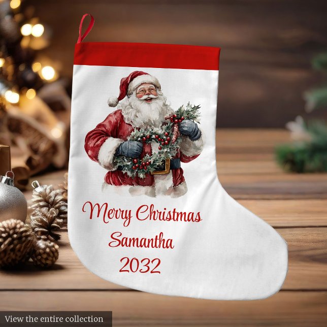 Cute Santa Claus Kids Festive Merry Christmas  Stor Julstrumpa (Cute Santa Claus Kids Festive Merry Christmas Stocking)