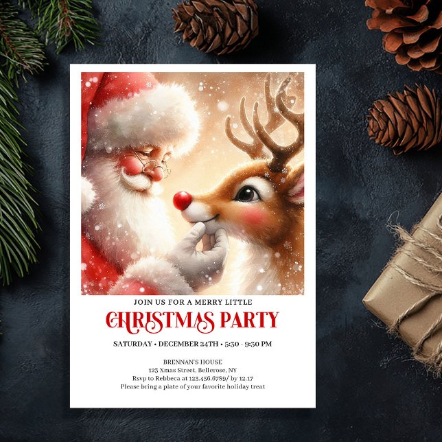 Cute Santa Claus Rudolph Christmas Holiday Party  Inbjudningar (Cute Santa Claus Rudolph Christmas Holiday Party Invitation

)