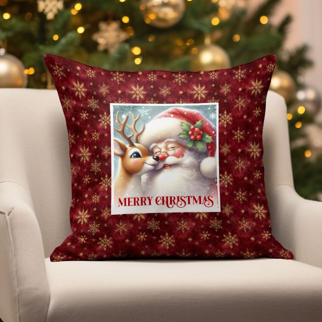 Cute Santa Claus Rudolph Holiday Pillow Cozy Home Kudde (Cute Santa Claus Rudolph Holiday Pillow Cozy Home

)