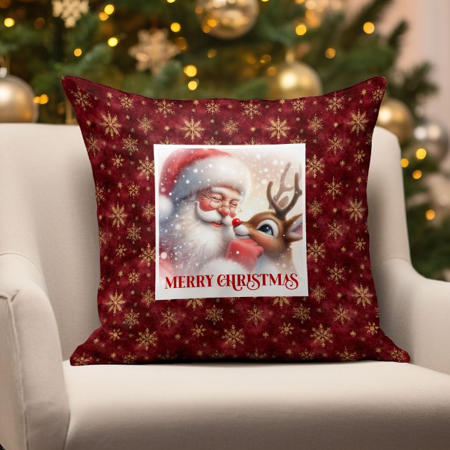 Cute Santa Claus Rudolph Holiday Pillow Cozy Home Kudde (Cute Santa Claus Rudolph Holiday Pillow Cozy Home

)