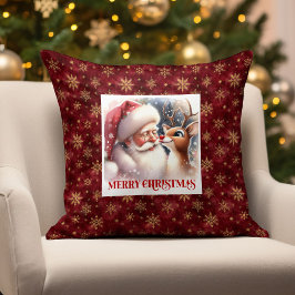 Cute Santa Claus Rudolph Pillow Cozy Holiday Accen Kudde