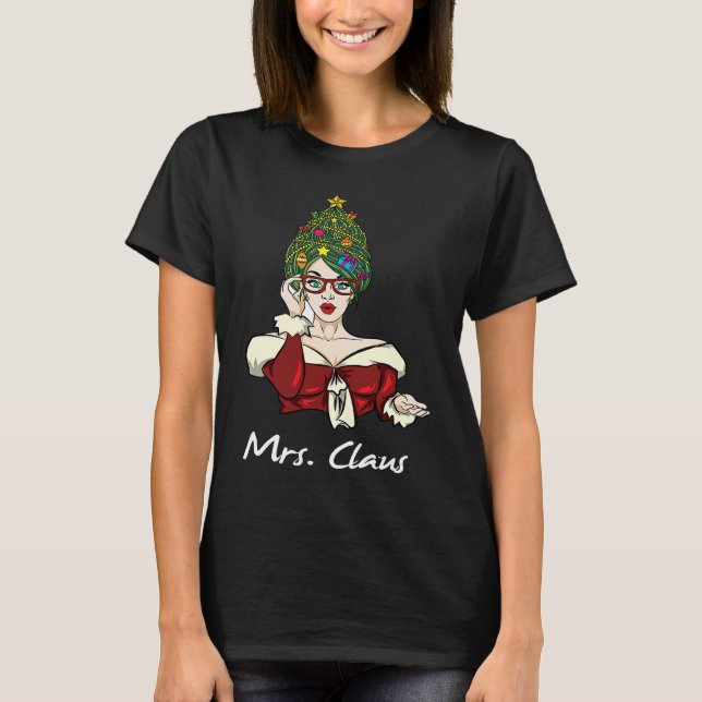 Cute Santa Claus Wife Husband Christmas  Girls Wom T Shirt (Framsida)
