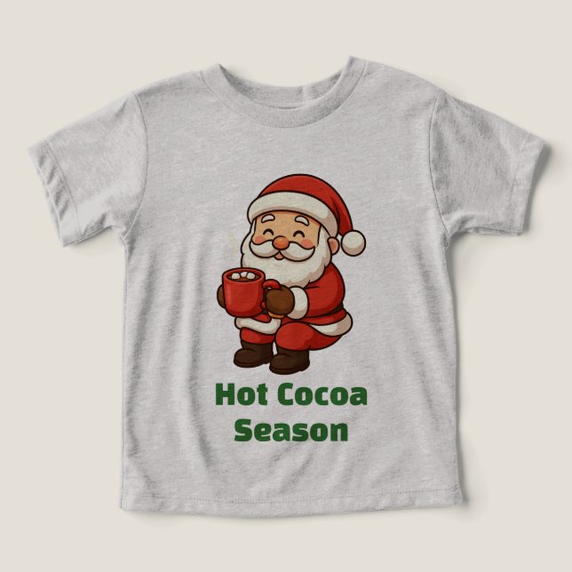 Cute Santa Claus with Hot Cocoa T Shirt (Design Framsida)