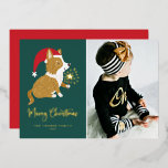 Cute Santa Corgi Photo God jul<br><div class="desc">God Jul! Skicka dina festliga julhälsningar med det här anpassadet guld-fotopapperet för julfoto. Det är en vacker kargi som bär en julhatt. Anpassa genom att lägga till foto,  namn,  år och andra detaljer. Det här snygga fotojulkortet finns i andra folier i färg.</div>