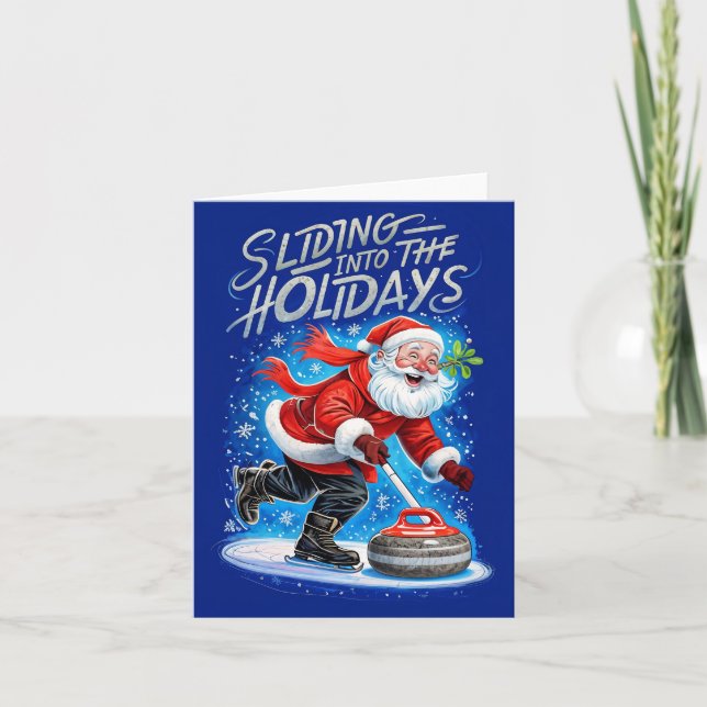 Cute Santa Curling jul Helgkort (Framsida)