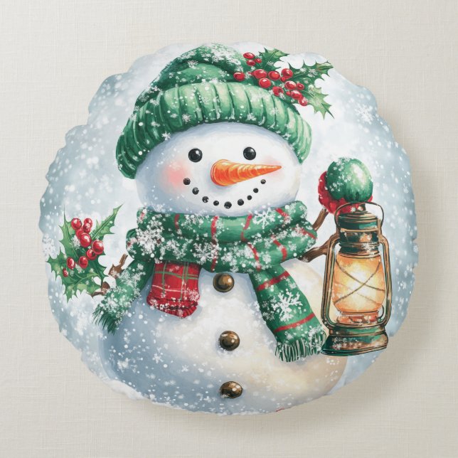 Cute Santa Cushion Rund Kudde (Framsidan)