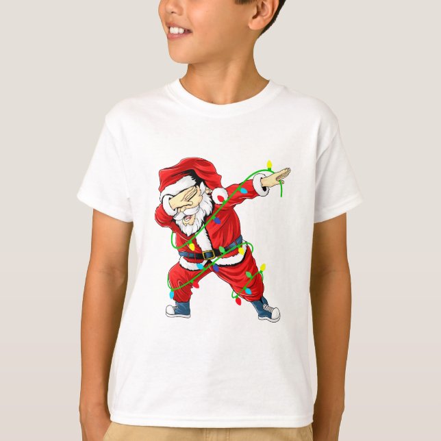 Cute Santa Dabbing Ljus jul Boy T-Shirt (Framsida)