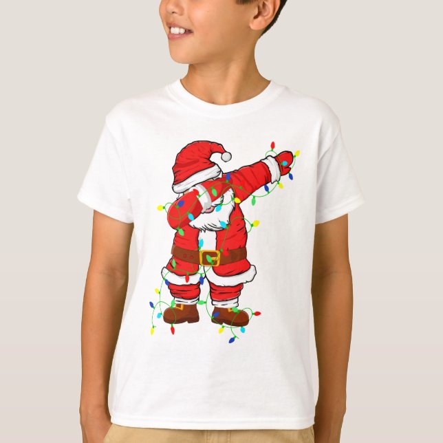 Cute Santa Dabbing Ljus jul Boy T-Shirt (Framsida)