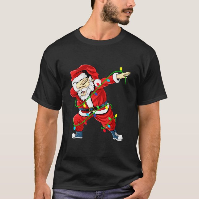Cute Santa Dabbing Ljus jul Manar T-Shirt (Framsida)