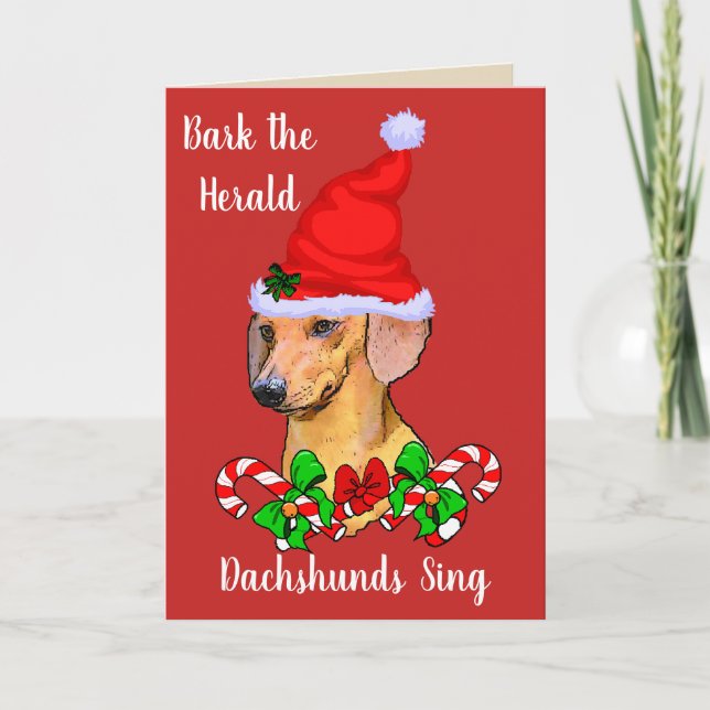 Cute Santa Dachshund jul Helgkort (Framsida)