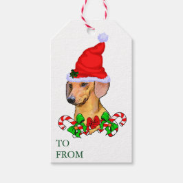 Cute Santa Dachshund Juletiketter Presentetikett